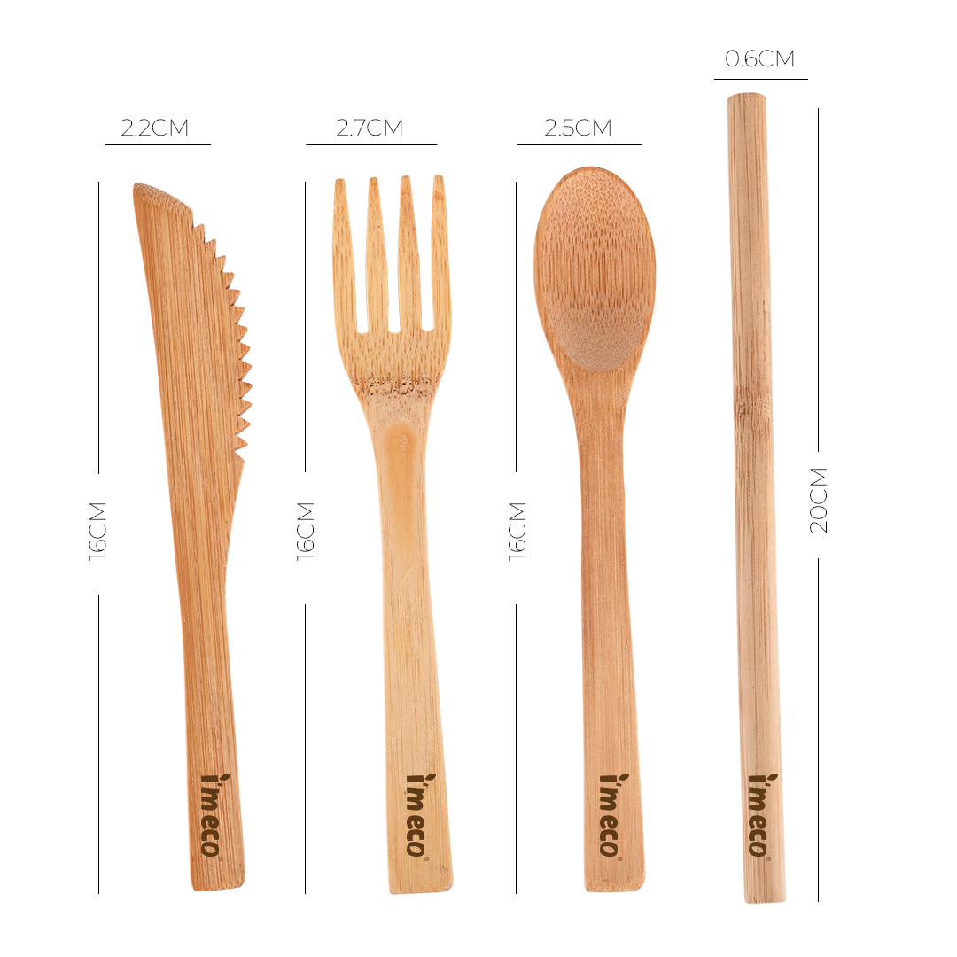 Bamboo Cutlery Set I Bamboo Knife, Spoon, Fork & Straw