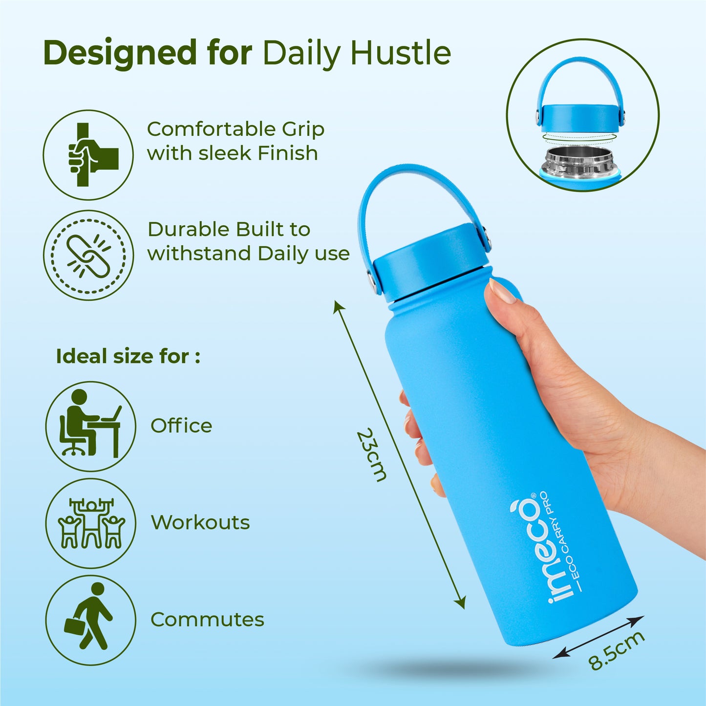 ECO CARRY PRO Stainless Steel Water Bottle - Matte Finish (1 L)