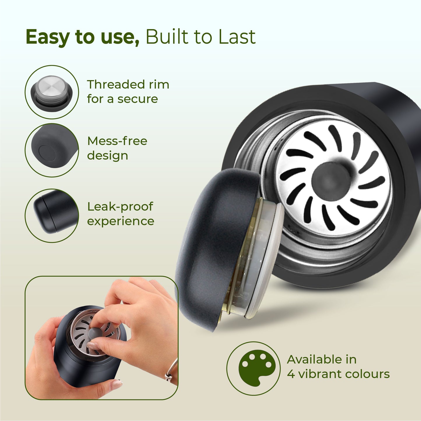 ECO REVA Stainless Steel Water Bottle - Capsule Shaped (400 ml)