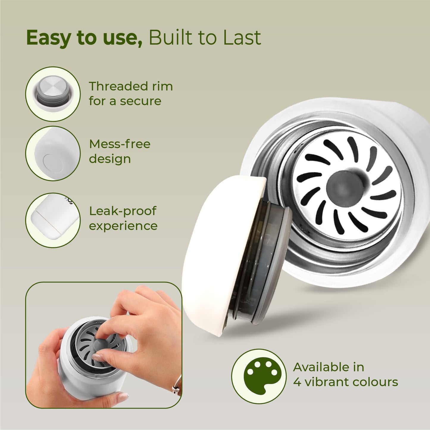 ECO REVA Stainless Steel Water Bottle - Capsule Shaped (400 ml)