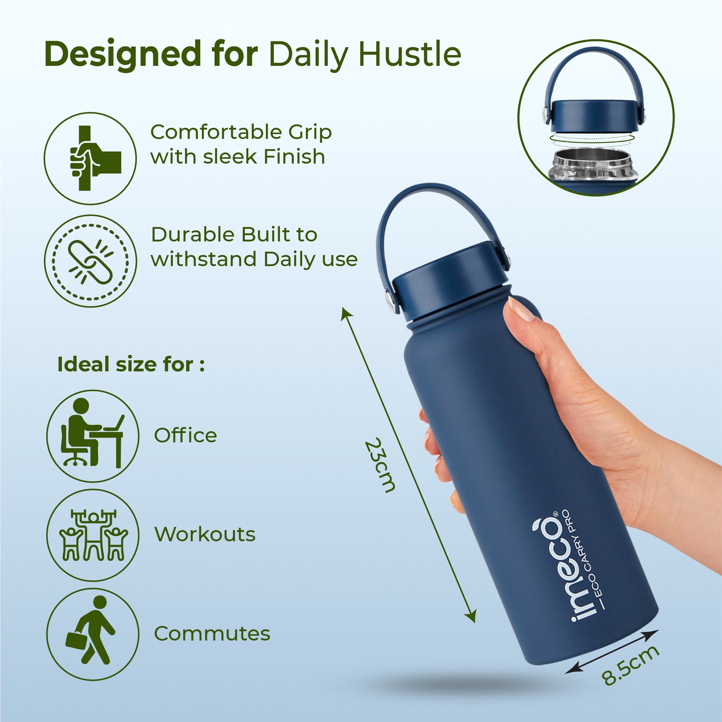 ECO CARRY PRO Stainless Steel Water Bottle - Matte Finish (1 L)