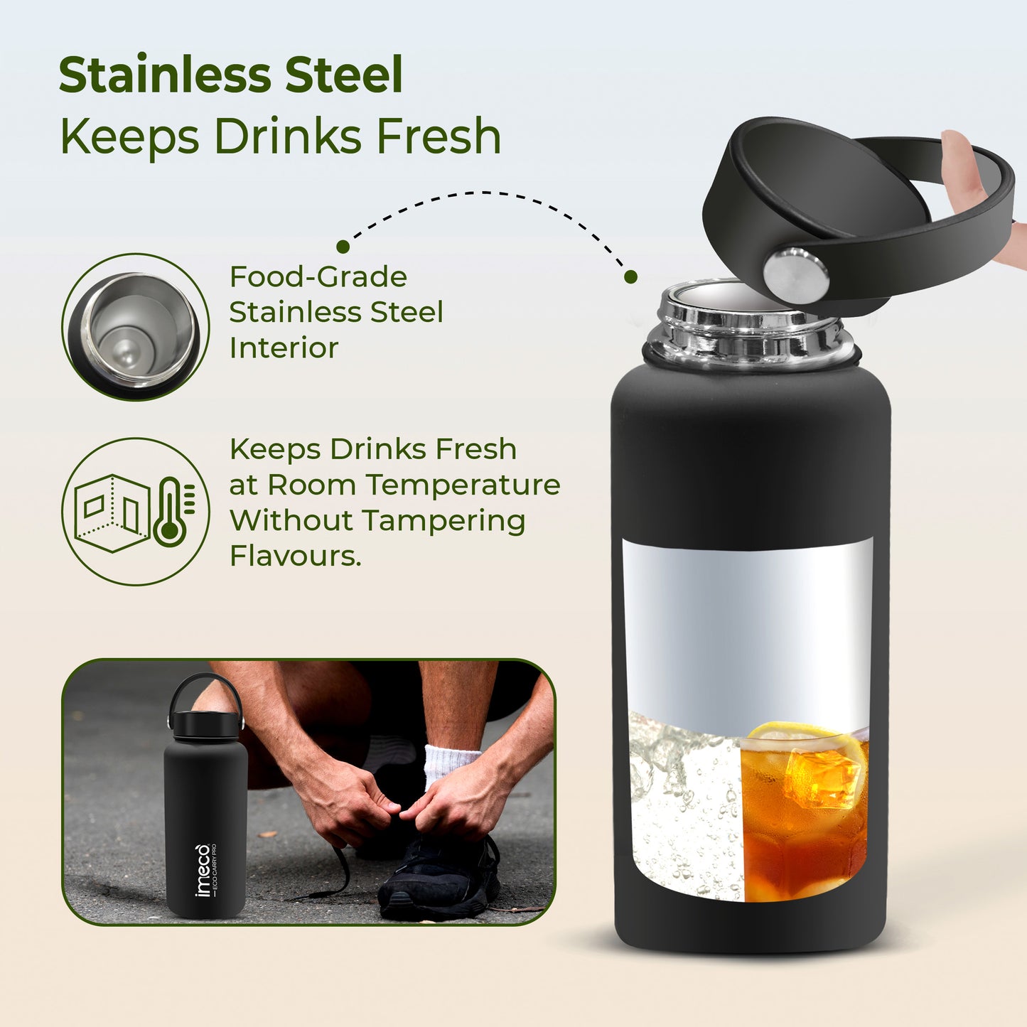 ECO CARRY PRO Stainless Steel Water Bottle - Matte Finish (1 L)