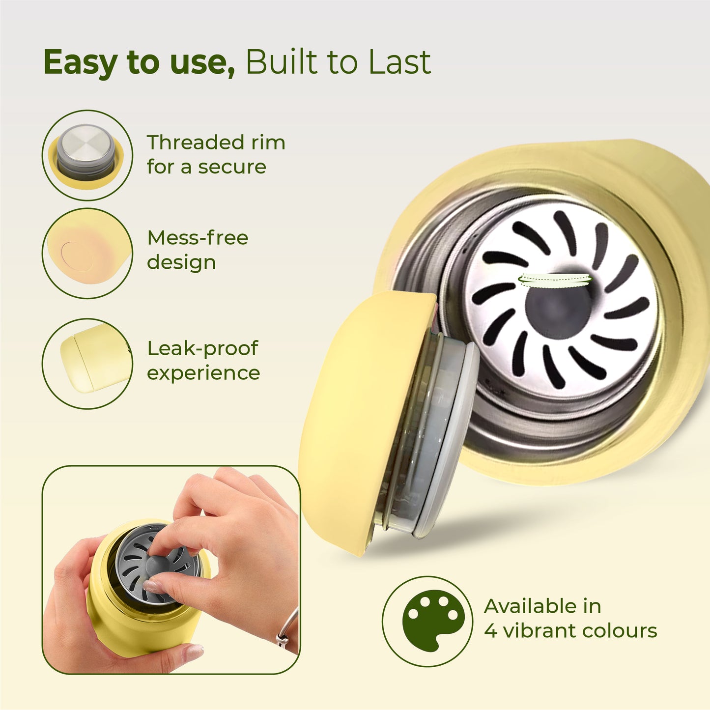 ECO REVA Stainless Steel Water Bottle - Capsule Shaped (400 ml)