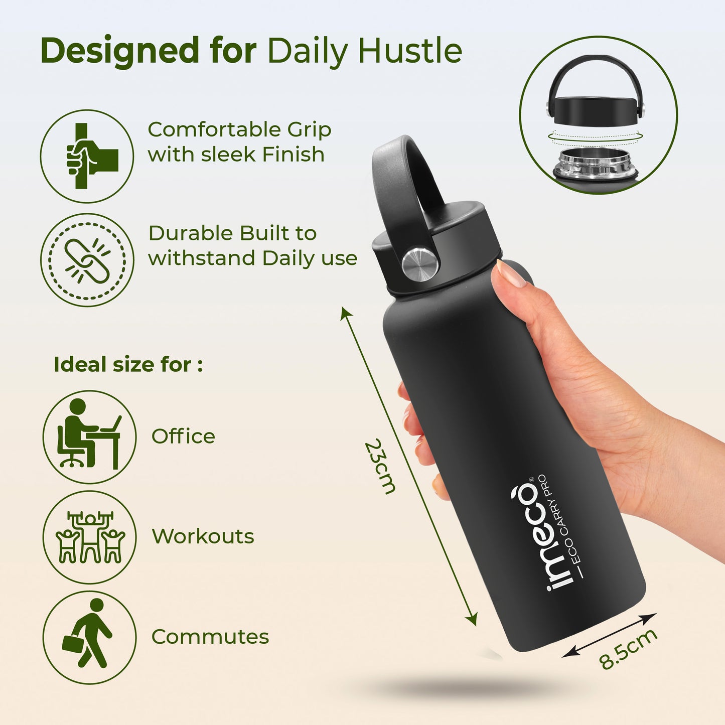 ECO CARRY PRO Stainless Steel Water Bottle - Matte Finish (1 L)