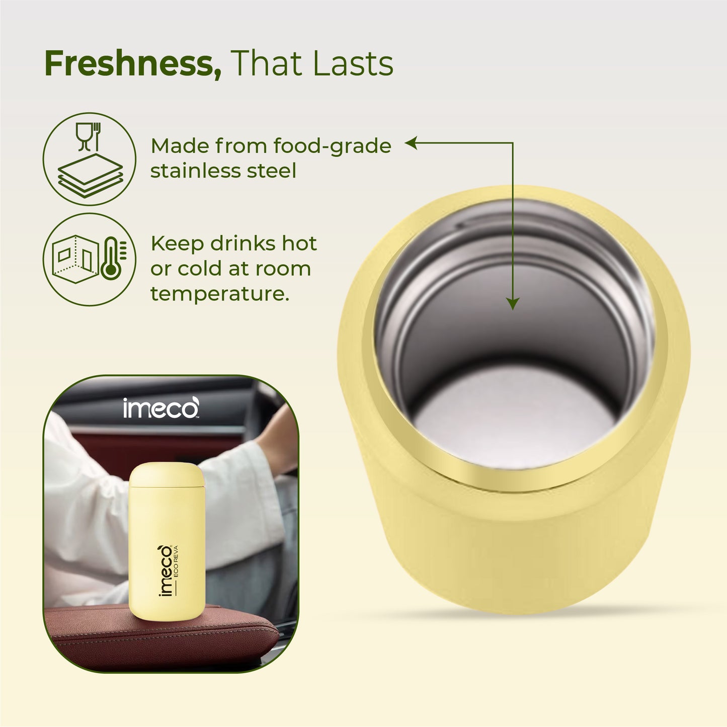 ECO REVA Stainless Steel Water Bottle - Capsule Shaped (400 ml)