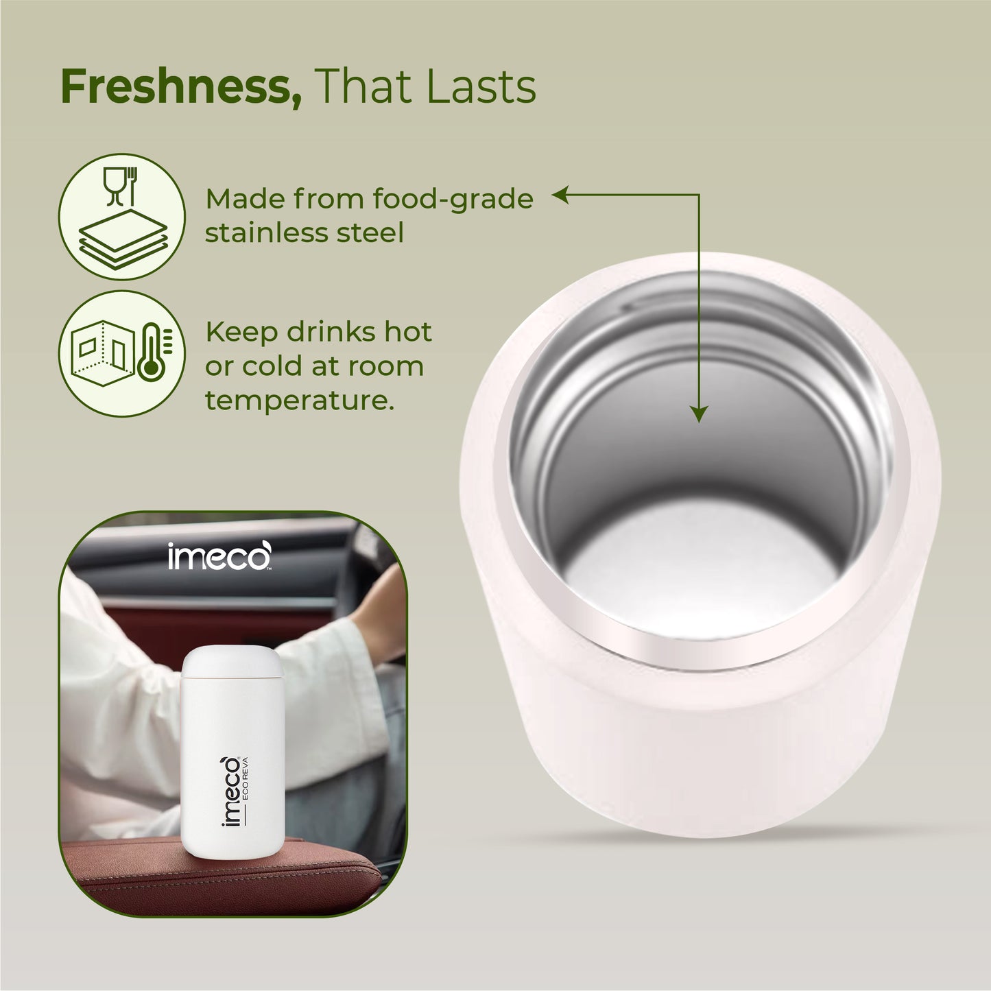 ECO REVA Stainless Steel Water Bottle - Capsule Shaped (400 ml)