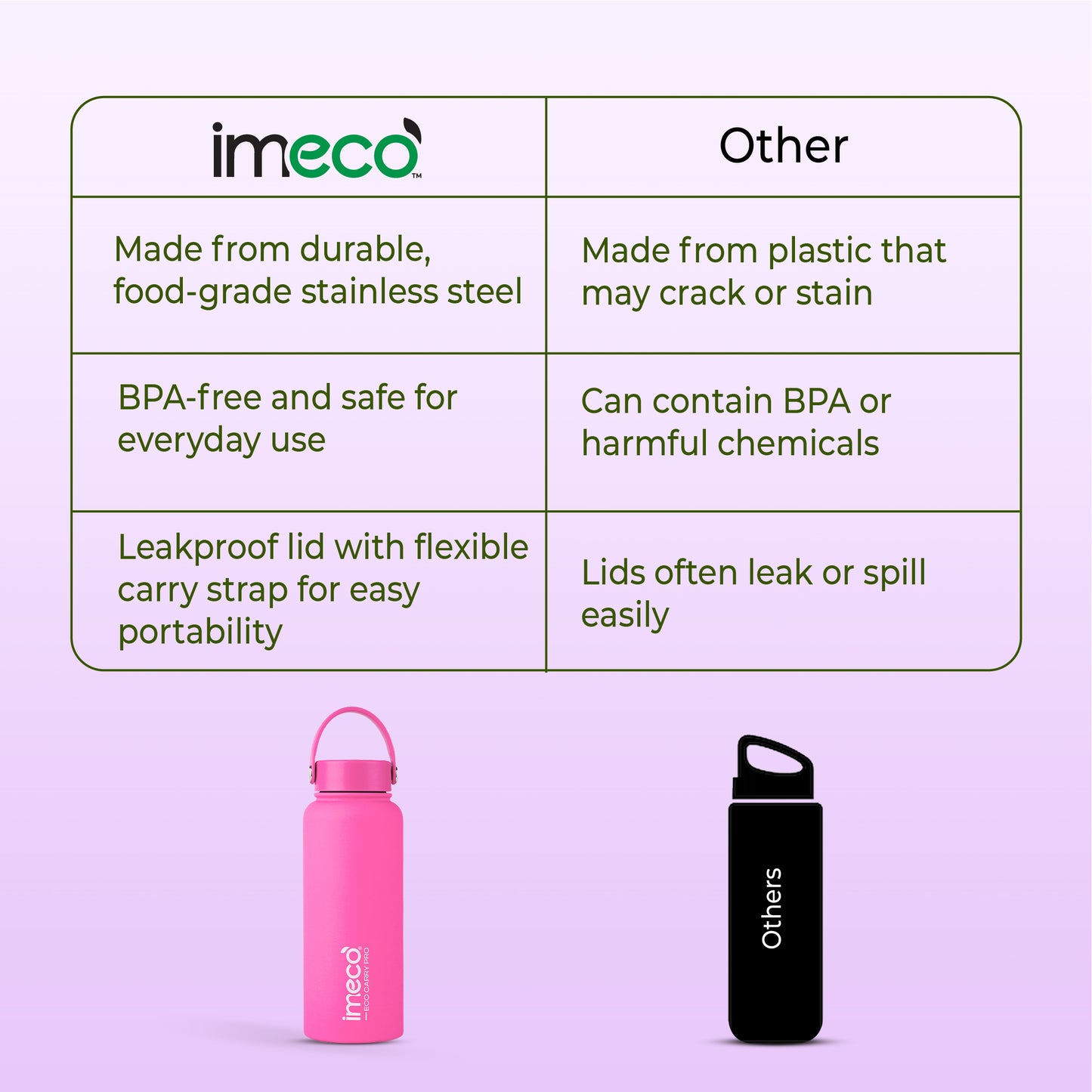 ECO CARRY PRO Stainless Steel Water Bottle - Matte Finish (1 L)
