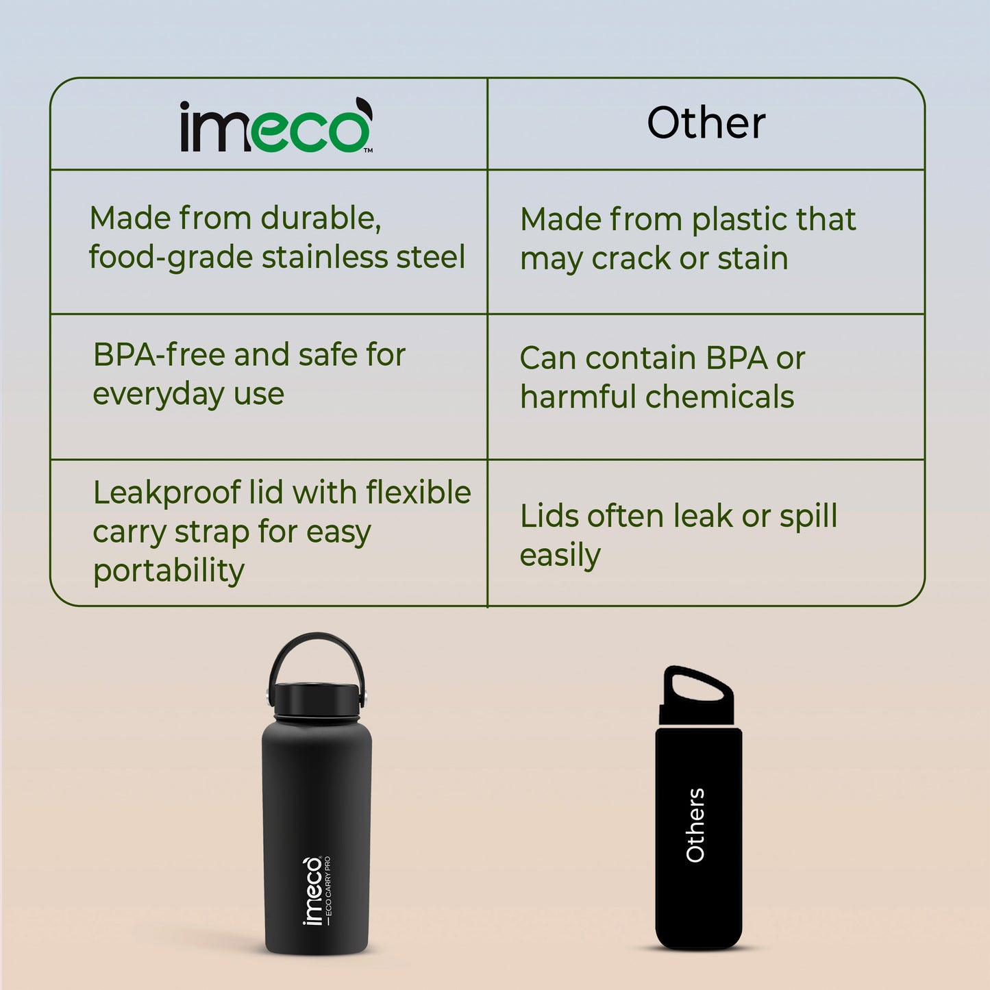 ECO CARRY PRO Stainless Steel Water Bottle - Matte Finish (1 L)