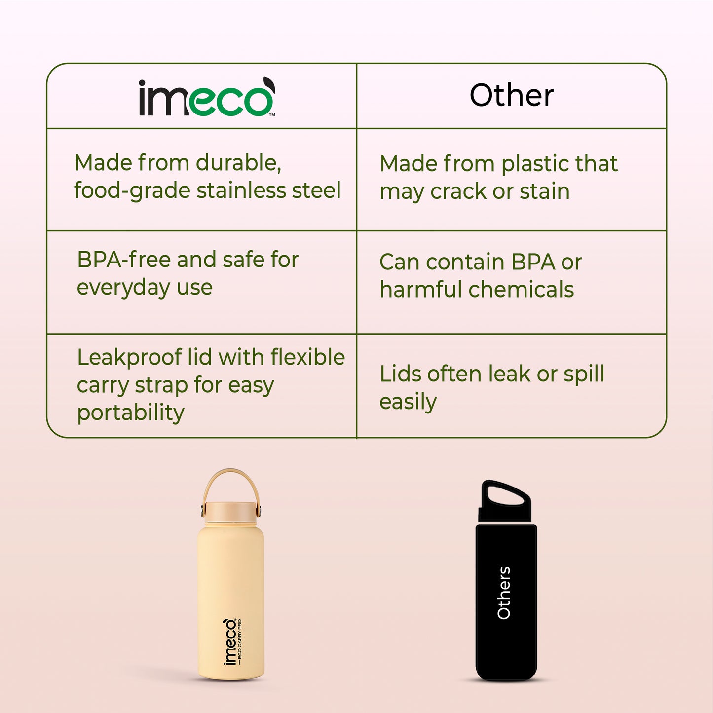 ECO CARRY PRO Stainless Steel Water Bottle - Matte Finish (1 L)