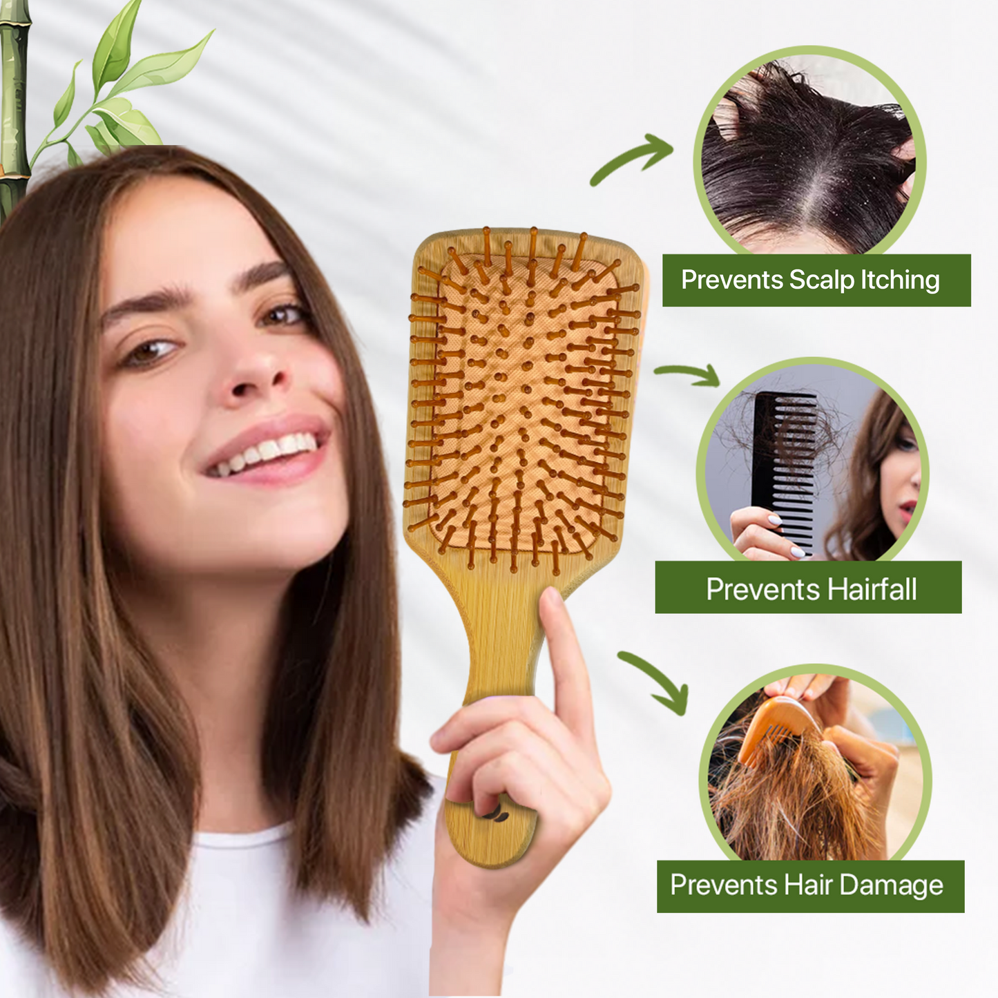 Bamboo Paddle Hairbrush – 100% Natural, Anti-Static & Eco-Friendly