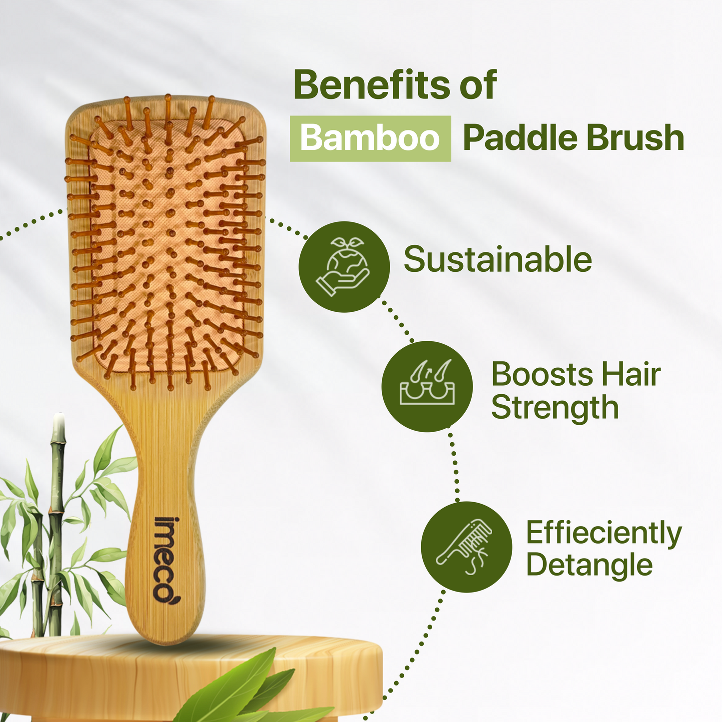 Bamboo Paddle Hairbrush – 100% Natural, Anti-Static & Eco-Friendly