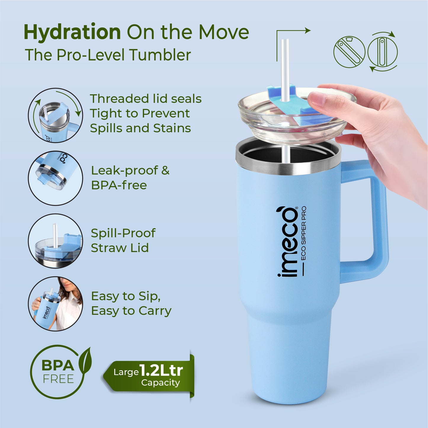 ECO-SIPPER PRO Stainless Steel Sipper (850 ml)