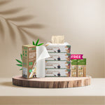 Bamboo Facial Tissues (Pack of 4) & Reusable Kitchen Towel Roll with 2 Free Disposable Razors
