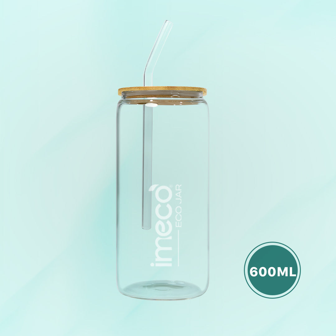 ECO JAR Glass Sipper with Bamboo Lid - Lightweight & Borosilicate Glass