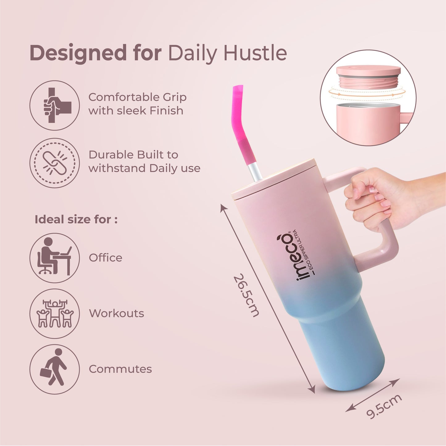 ECO SIPPER ULTRA Stainless Steel Sipper with Stainless Steel Straw (1.2 L)