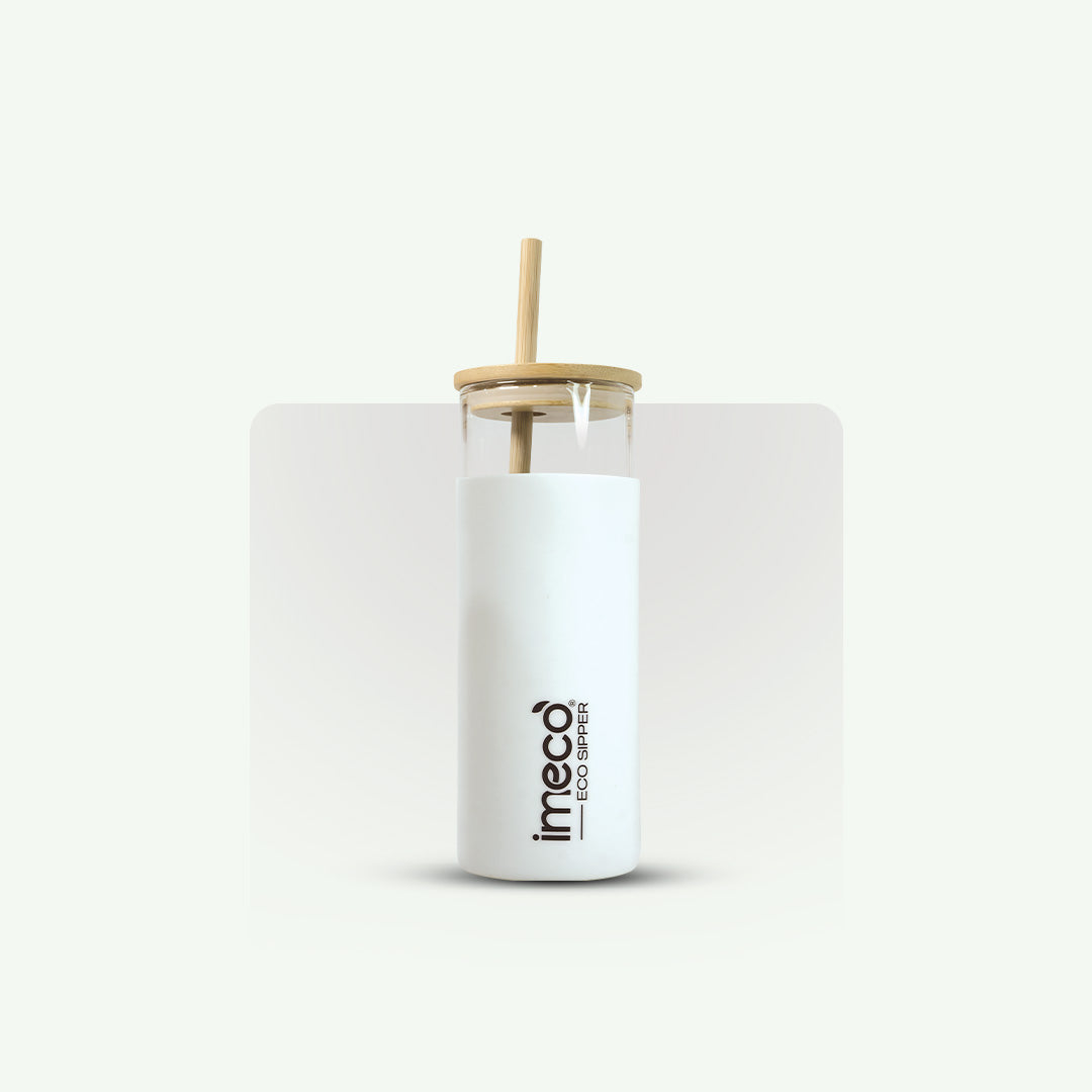 ECO-SIPPER Glass Sipper with Bamboo Straw (450 ml)