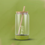 ECO CRYST Glass Sipper with Bamboo Lid & Straw (500 ml)