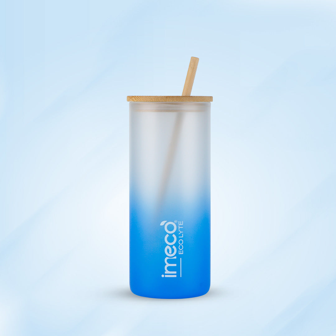 ECO LYTE Glass Sipper with Bamboo Lid & Straw - Gradient Glass (600 ml)