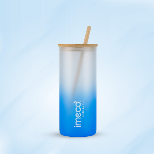 ECO LYTE Glass Sipper with Bamboo Lid & Straw - Gradient Glass (600 ml)
