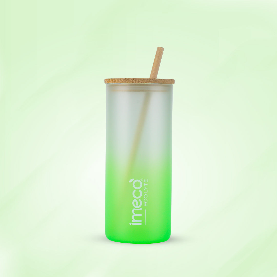 ECO LYTE Glass Sipper with Bamboo Lid & Straw - Gradient Glass (600 ml)