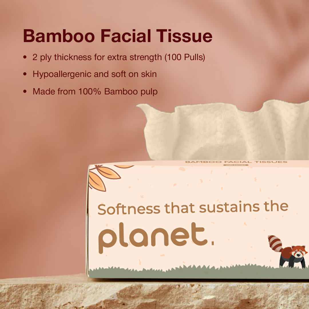 IMECO facial tissues come with 2 ply thickness, are hypoallergenic and made from 100% bamboo pulp.