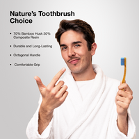 Bamboo toothbrush by DENCRUS lasts longer, comes with octagonal handle and comfortable grip.