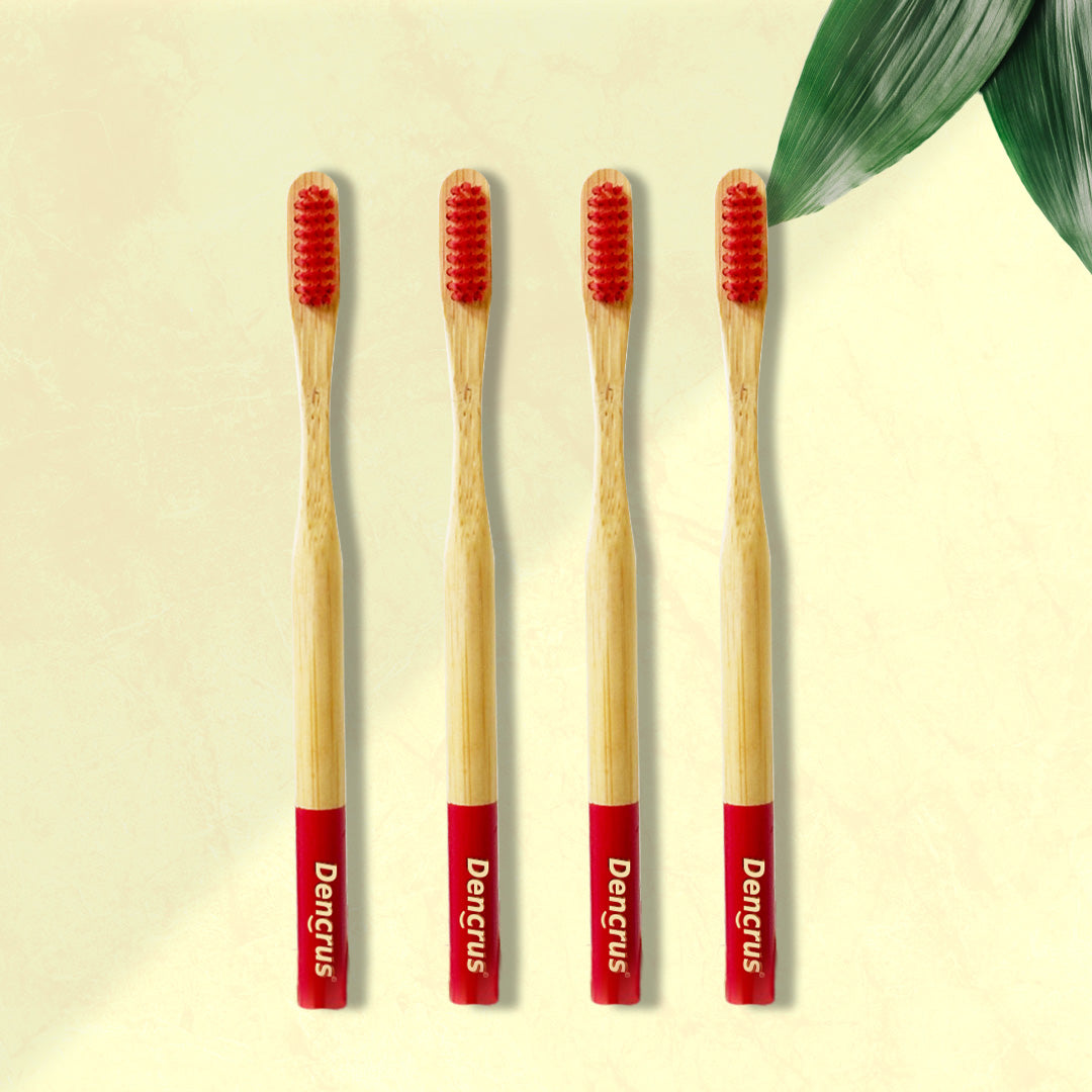 Orby Plus Bamboo Toothbrush - Thorough Cleaning & Gum Care - Red