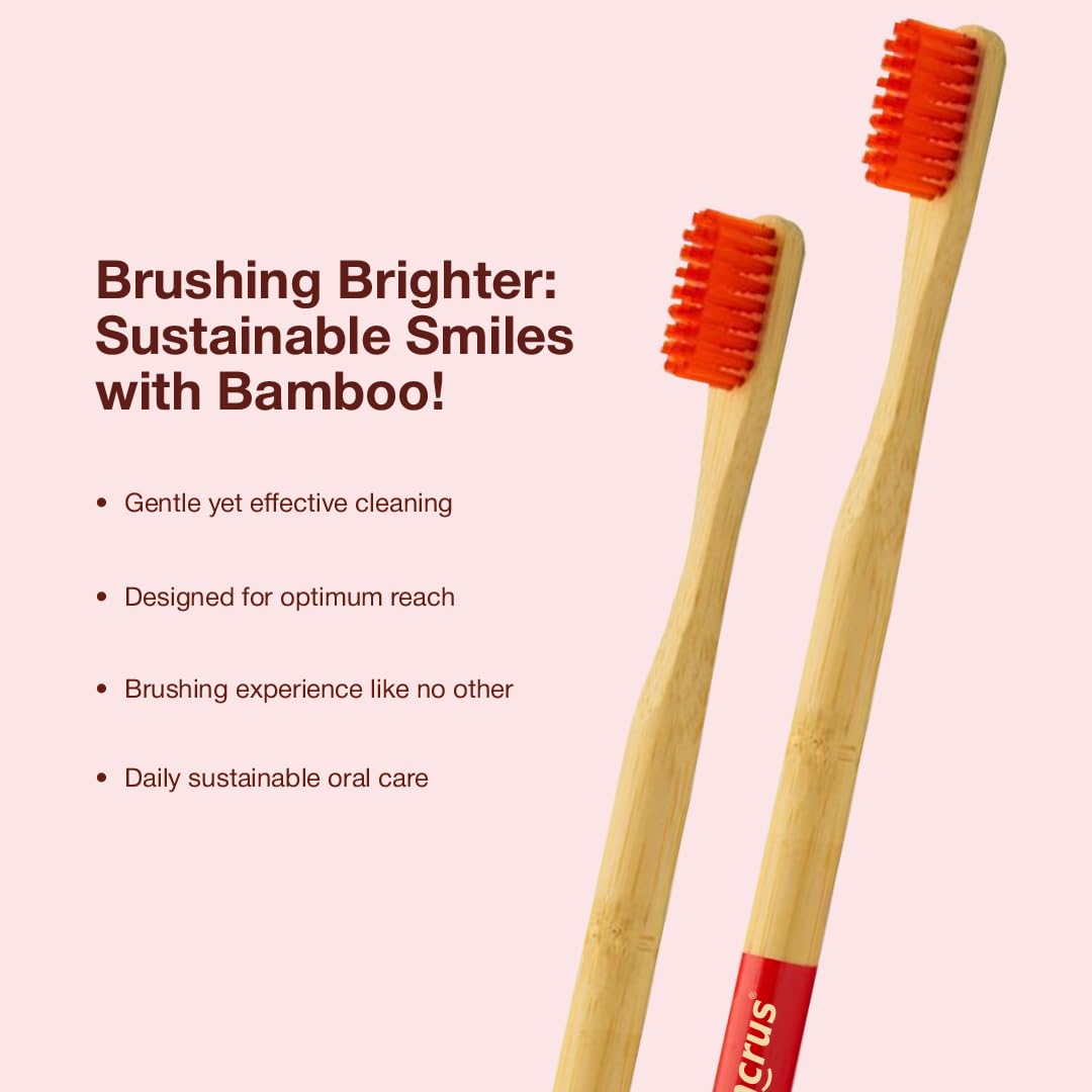 Orby Plus Bamboo Toothbrush - Thorough Cleaning & Gum Care - Red