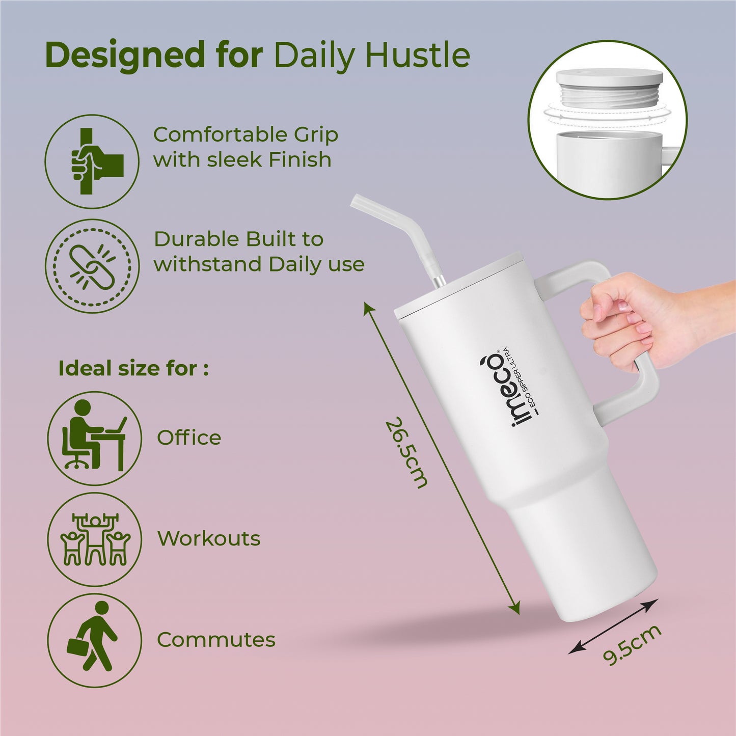 ECO SIPPER ULTRA Stainless Steel Sipper with Stainless Steel Straw (1.2 L)