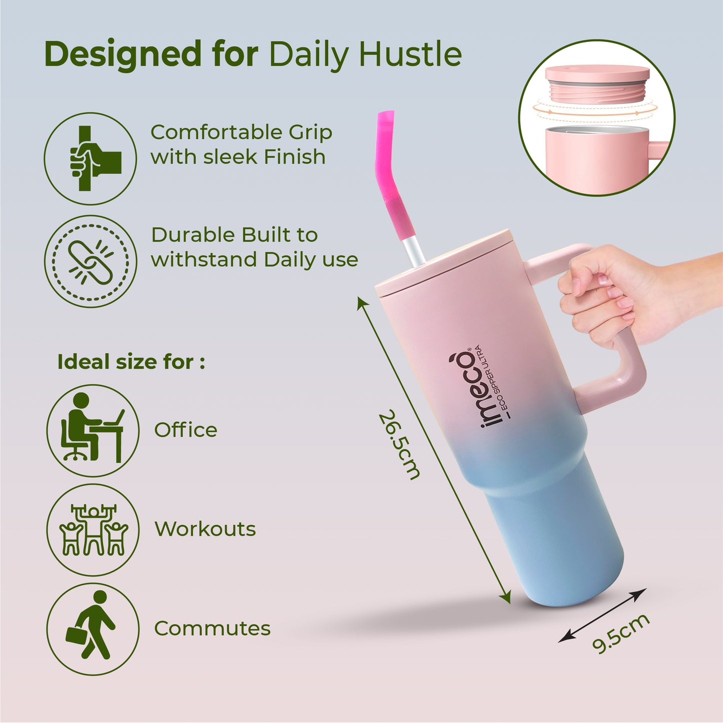 ECO SIPPER ULTRA Stainless Steel Sipper with Stainless Steel Straw (1.2 L)