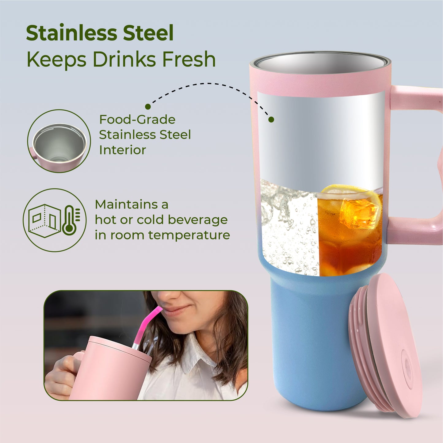 ECO SIPPER ULTRA Stainless Steel Sipper with Stainless Steel Straw (1.2 L)