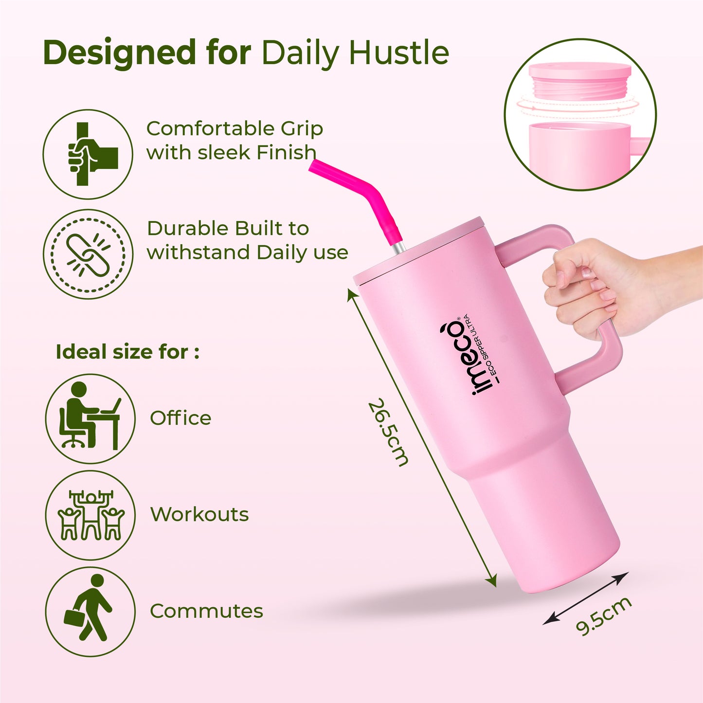 ECO SIPPER ULTRA Stainless Steel Sipper with Stainless Steel Straw (1.2 L)