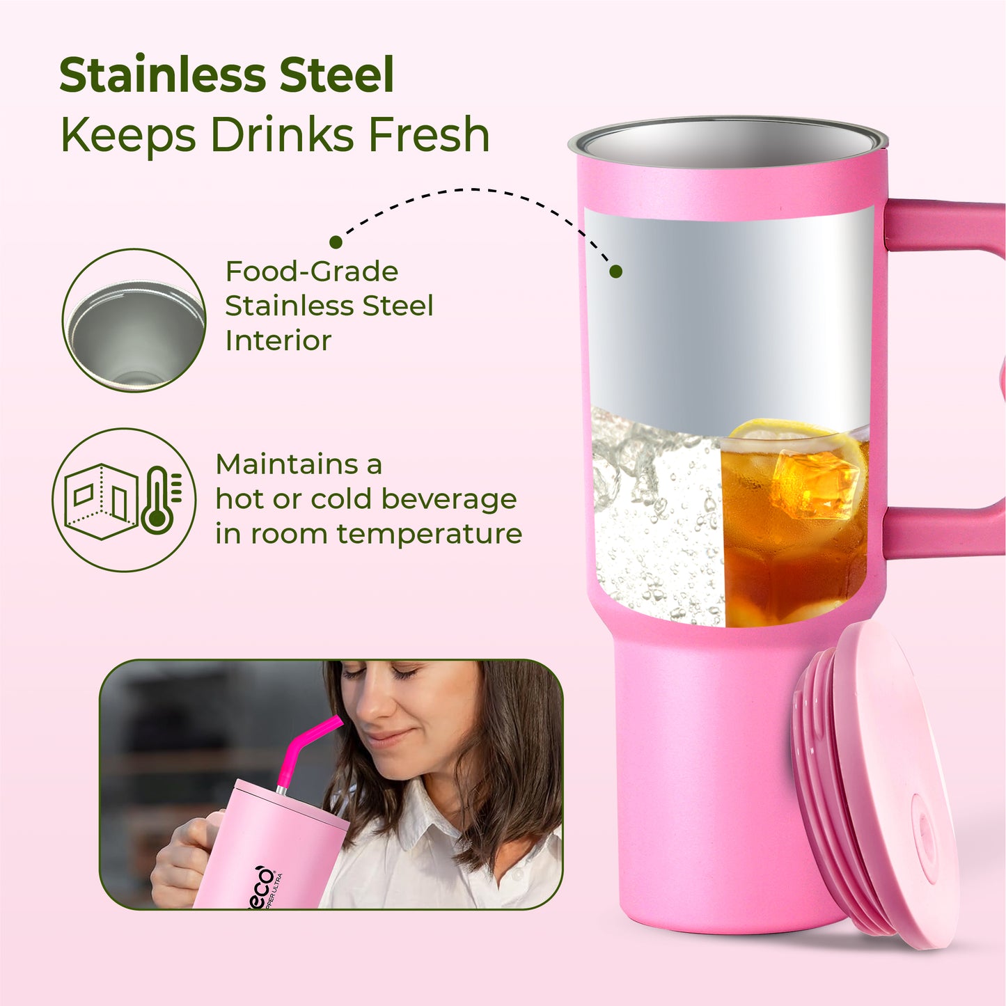 ECO SIPPER ULTRA Stainless Steel Sipper with Stainless Steel Straw (1.2 L)