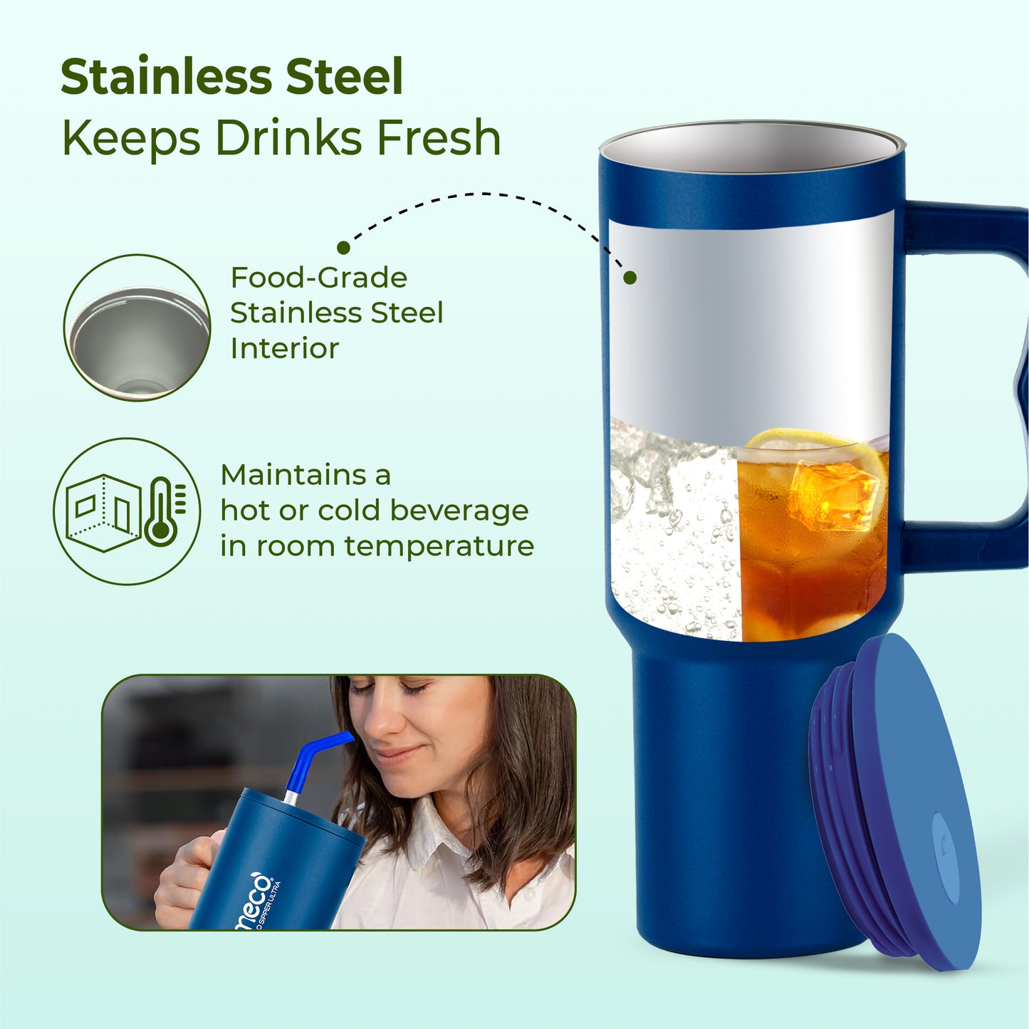 ECO SIPPER ULTRA Stainless Steel Sipper with Stainless Steel Straw (1.2 L)