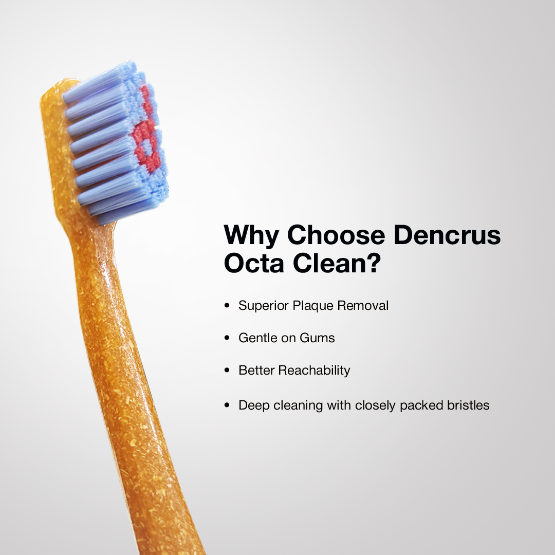 Octa clean bamboo toothbrush removes plaque, is gentle on gums, reaches better, provides deep cleaning.