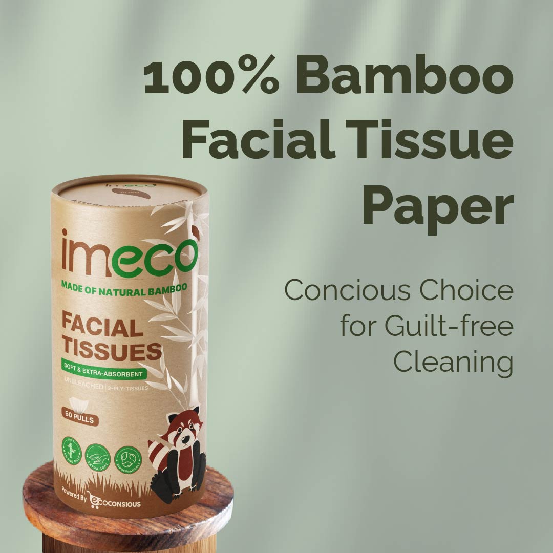 Bamboo Facial Tissues, 50 Pulls – 100% Bamboo, Cup Holder Fit, Bleach-Free, & Soft