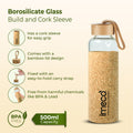 ECO CARRY Borosilicated Glass Water Bottle with Cork Sleeve Cover (500 ml)