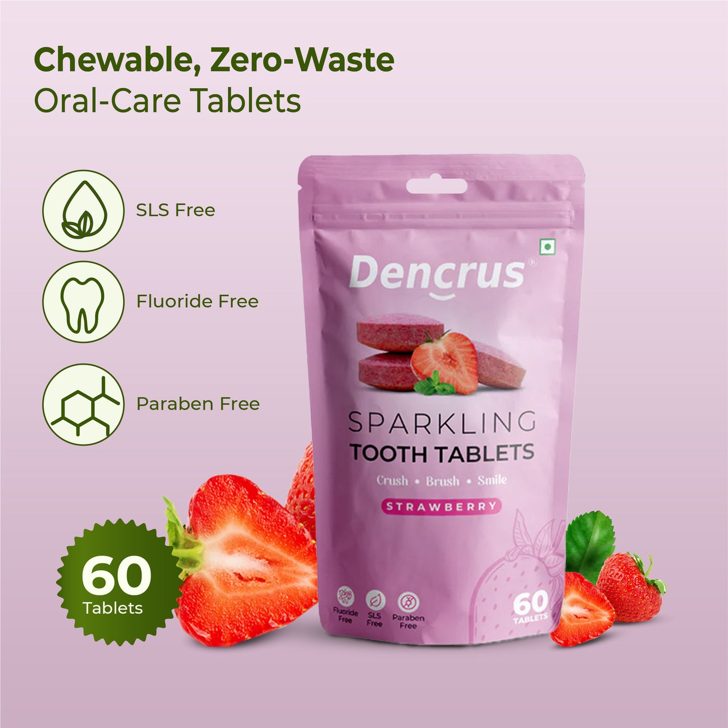 Natural Toothpaste Tablets – Strawberry Flavour