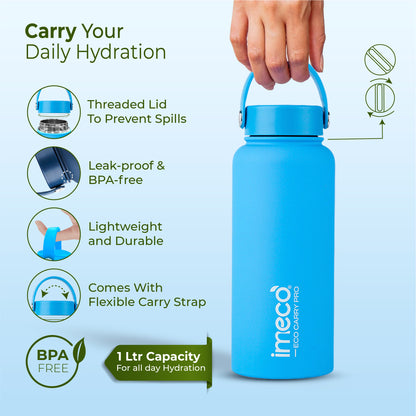 ECO CARRY PRO Stainless Steel Water Bottle - Matte Finish (1 L)