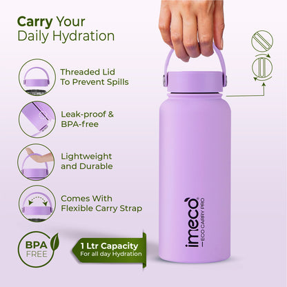 ECO CARRY PRO Stainless Steel Water Bottle - Matte Finish (1 L)
