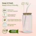 ECO JAR Glass Sipper with Bamboo Lid - Lightweight & Borosilicate Glass