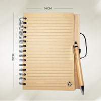 Bamboo Office Desk Essentials - ECO BLOOM Bamboo Water Bottle with Mobile Stand, Bamboo Diary with Pen and Pocket Tissue (2 Pack)