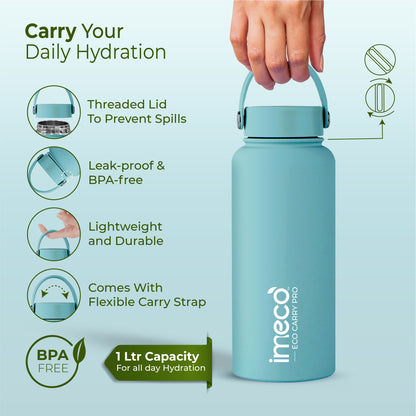 ECO CARRY PRO Stainless Steel Water Bottle - Matte Finish (1 L)
