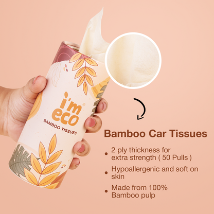 Bamboo Car Tissues - 100% Biodegradable & Soft