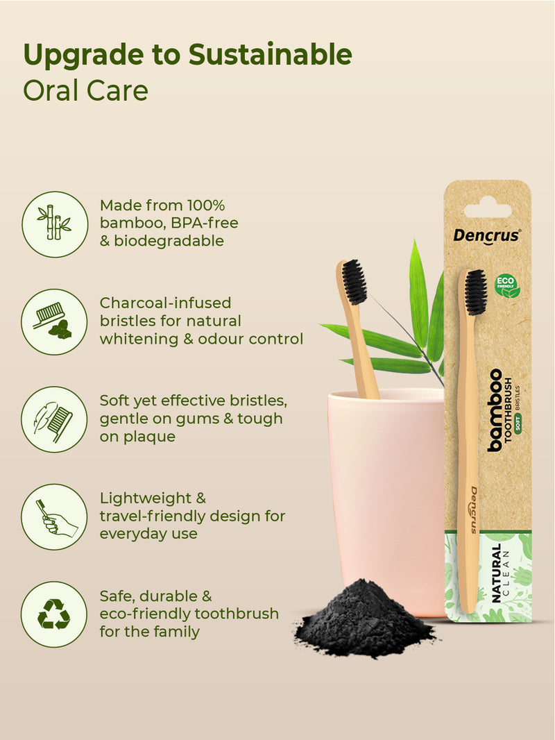 Natural Clean Bamboo Toothbrush – with Charcoal Bristles