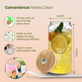 ECO JAR Glass Sipper with Bamboo Lid - Lightweight & Borosilicate Glass
