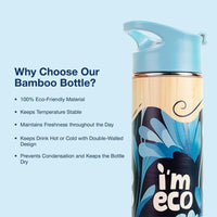 ECO-BLOOM Bamboo Printed Water Bottle - Leakproof & Eco-Friendly (500ml)