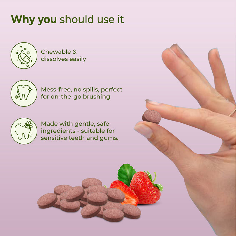 Natural Toothpaste Tablets – Strawberry Flavour