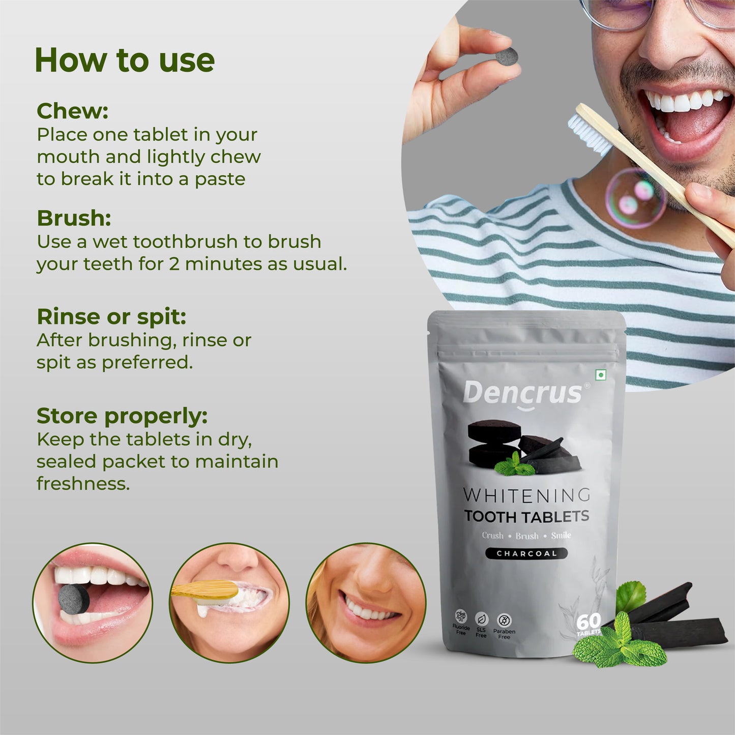 Natural Toothpaste Tablets – Charcoal Flavor