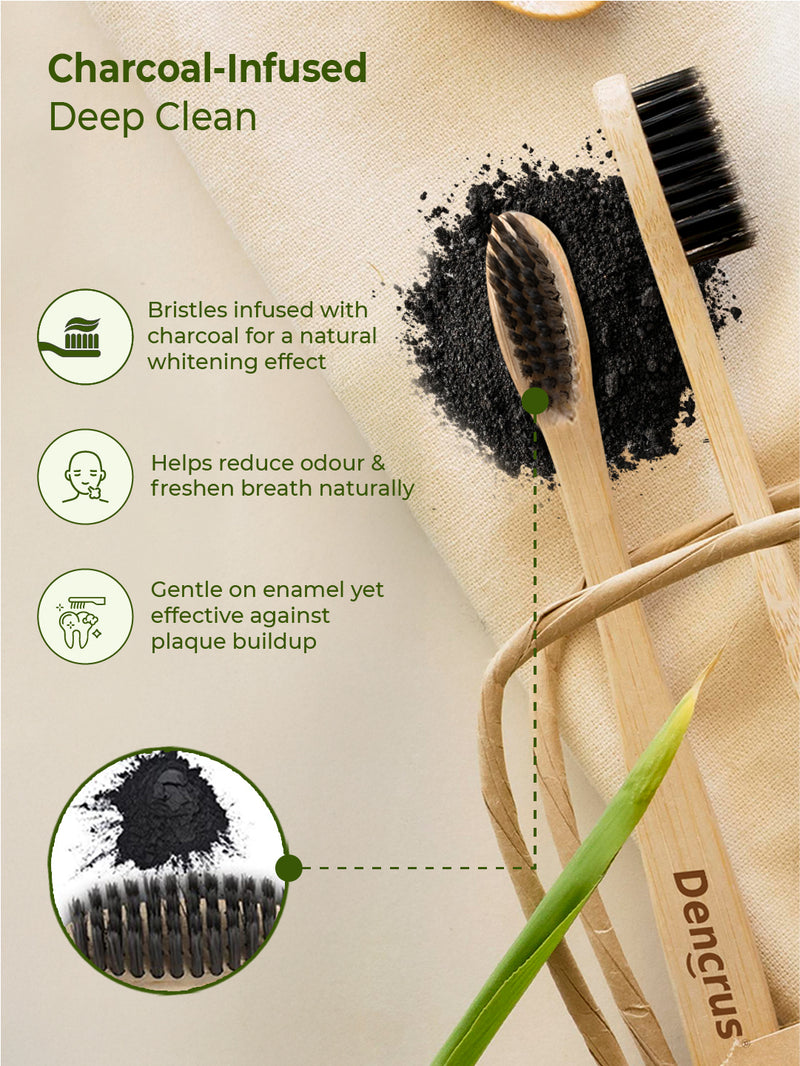Natural Clean Bamboo Toothbrush – with Charcoal Bristles
